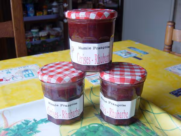 Confiture a la rhubarbe et aux crises