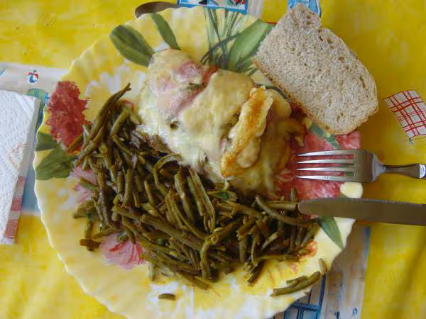 Escalope florentine aux haricots verts