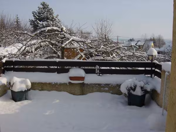La terrasse sous la neige