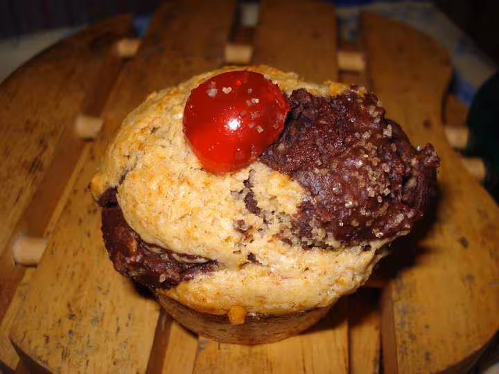 Detail d un muffin gingembre choco