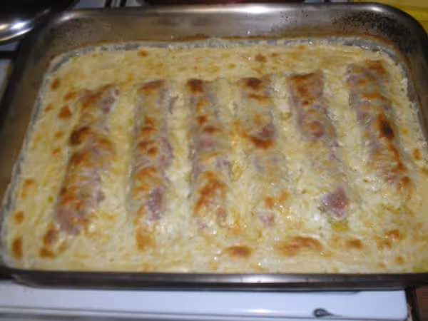 Gratin de poireaux au jambon