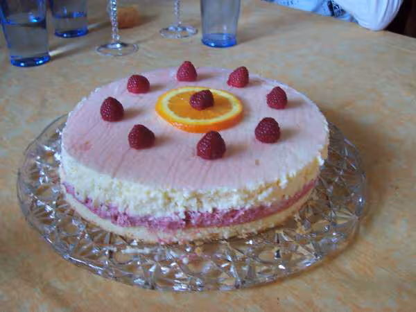 Gateau mousseline chocolat blanc framboise