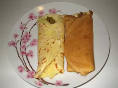 Crêpes au jambon et asperges, sauce mornay