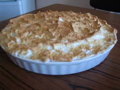 Flan de riz meringué, aux pommes