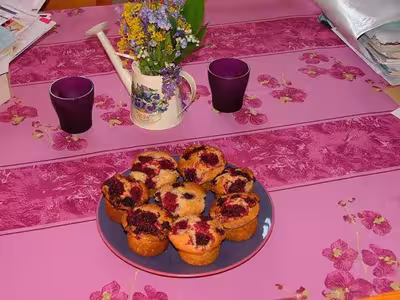 Muffins aux framboises et à la crème fraîche