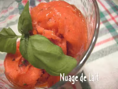 Sorbet fraise, basilic par jojoetolive