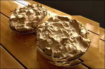 Tarte noix de coco, meringue chocolatée