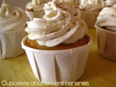 Cupcakes doublement bananes, crème magique