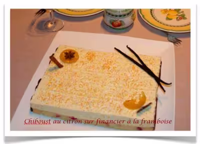 Thermomix:Chiboust citron sur financier à la framboise