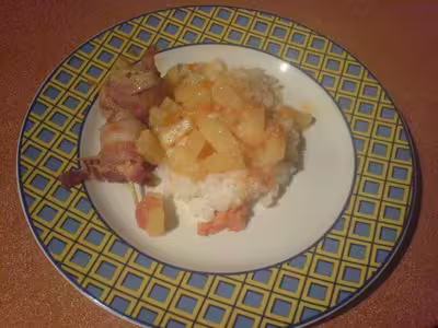 Saint-Jacques au bacon sauce coco ananas