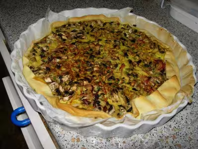 Tarte champignons jambon ciboulette