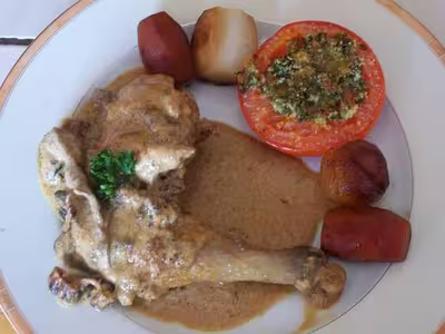 Poulet de Bresse aux morilles et cèpes