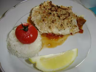 Pavé de bar en croûte de crumble au citron