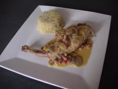 Thermomix: Lapin sauce aux champignons et lardons