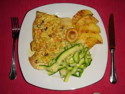 Escalopes de poulet au curry de pommes