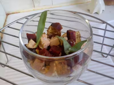 Verrine de foie gras, magret et gelée de muscat