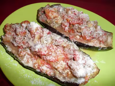 Recette WW : Aubergines farcies à la bolognaise