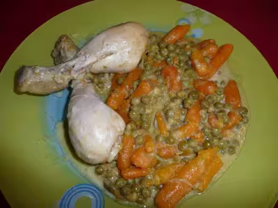 Recette WW: Poulet à la crème, petits pois carottes par Lucile - MonCoeurBalance