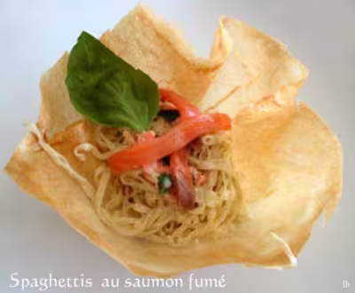 Spaghettis frais au saumon fumé