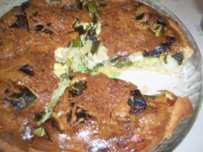 Flan de poireaux sur pâte à pizza