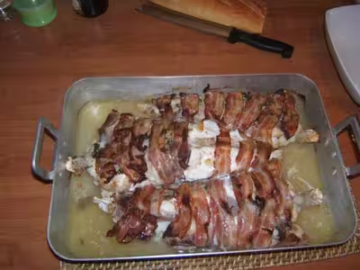 Rôti de lotte bardé de lard