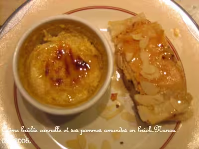 Crème brûlée et ses pommes en brick