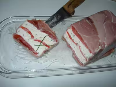 Terrine rouge (poivron, tomate) et blanche (chèvre, féta)