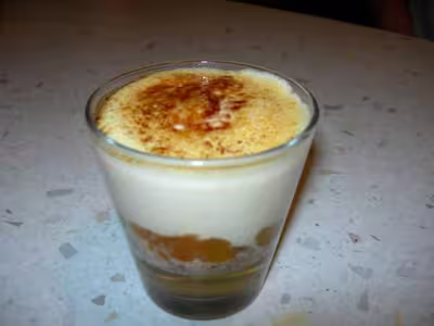 Verrine au riesling, abricots, et sabayon caramélisé