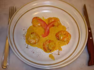 Scampis au curry vert