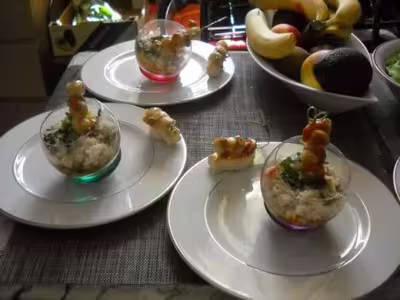 Verrines de Saint-Jacques aux Tomates et Guacamole