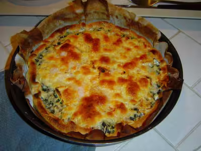 Tarte au saumon et épinard gratinée