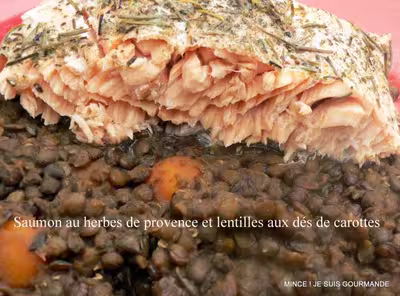 Thermomix:Saumon aux herbes de provence et lentilles