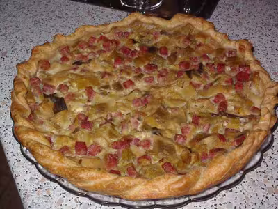 Quiche aux poireaux, jambon, fromage