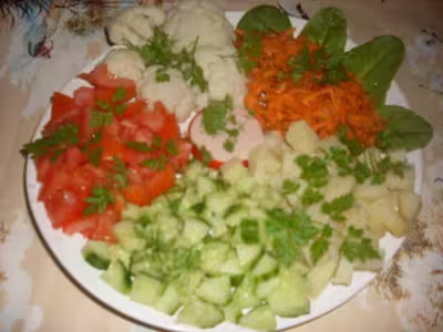 Assiette de crudités avec 5 légumes par Tatie21