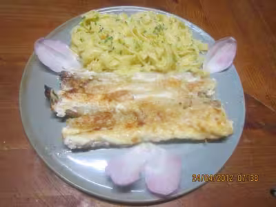 Asperges blanches à la crème fraiche,gratinées