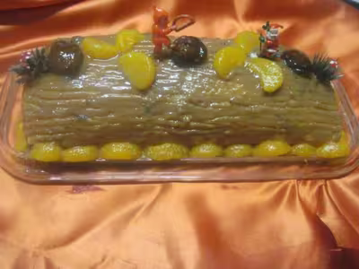 Bûche à la crème de marron, crème ganache café