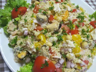 Boulgour aux légumes et crustacés