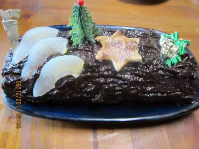 Bûche à la crème ganache et aux poires