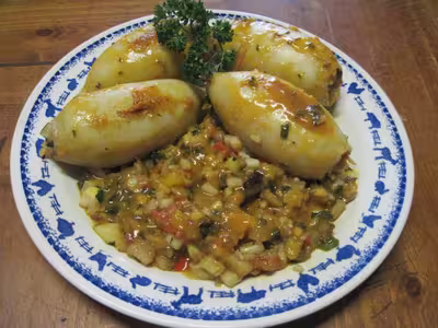 Calamars farcis aux légumes de provence