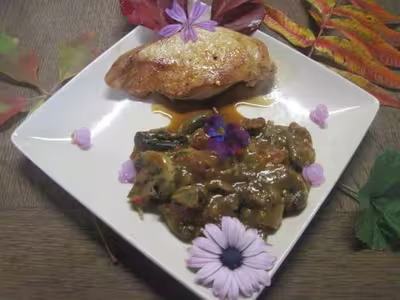 Champignons sauce tomates au vin
