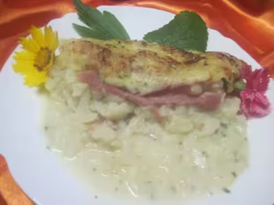 Chou-fleur au jambon garni et gratiné