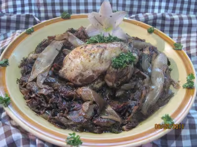 Coquelet aux endives carmine