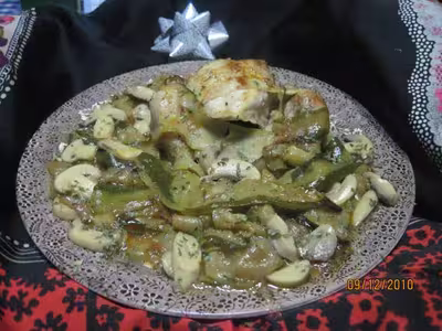Coquelet aux lamelles de courgettes