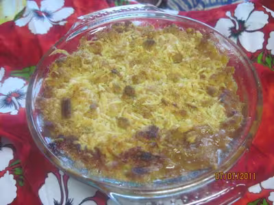Crumble aux escalopes de jambon, légumes de saison