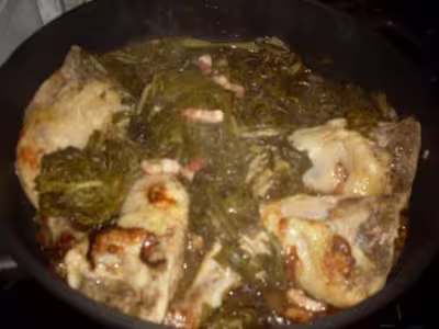 Cuisses de poulets aux feuilles de blettes