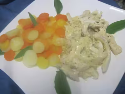 Émincé de poulet et méli mélo de carottes