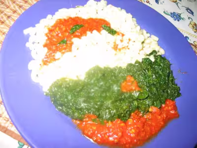 Epinards sur coulis de tomates
