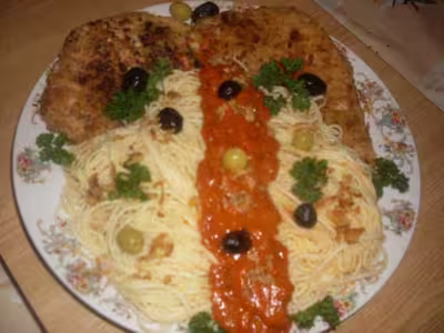 Escalopes de veau Milanaise aux spaghettis par Tatie21