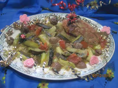 Filet de veau aux légumes et châtaignes