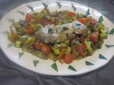 Filet mignon de porc aux légumes ratatouille